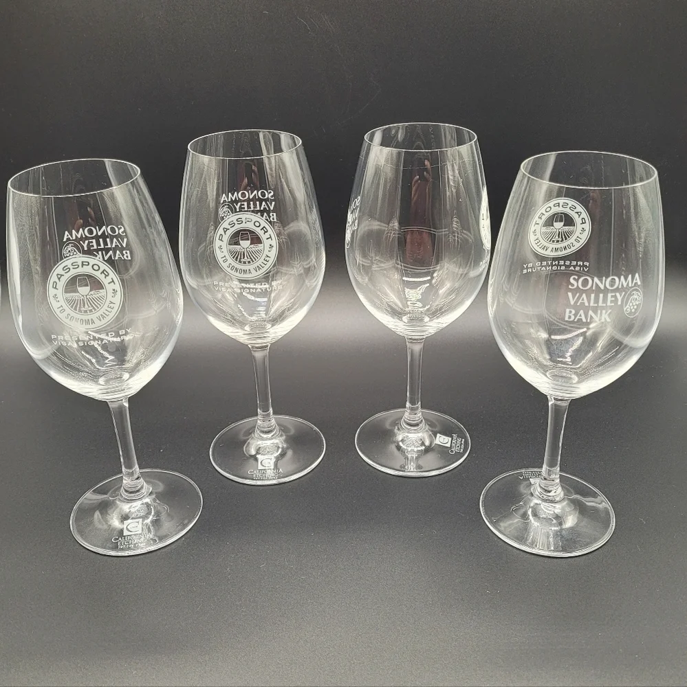 Sonoma Valley Bank Wine Glasses Etched Set of 4​​​ - Picture 2 of 9